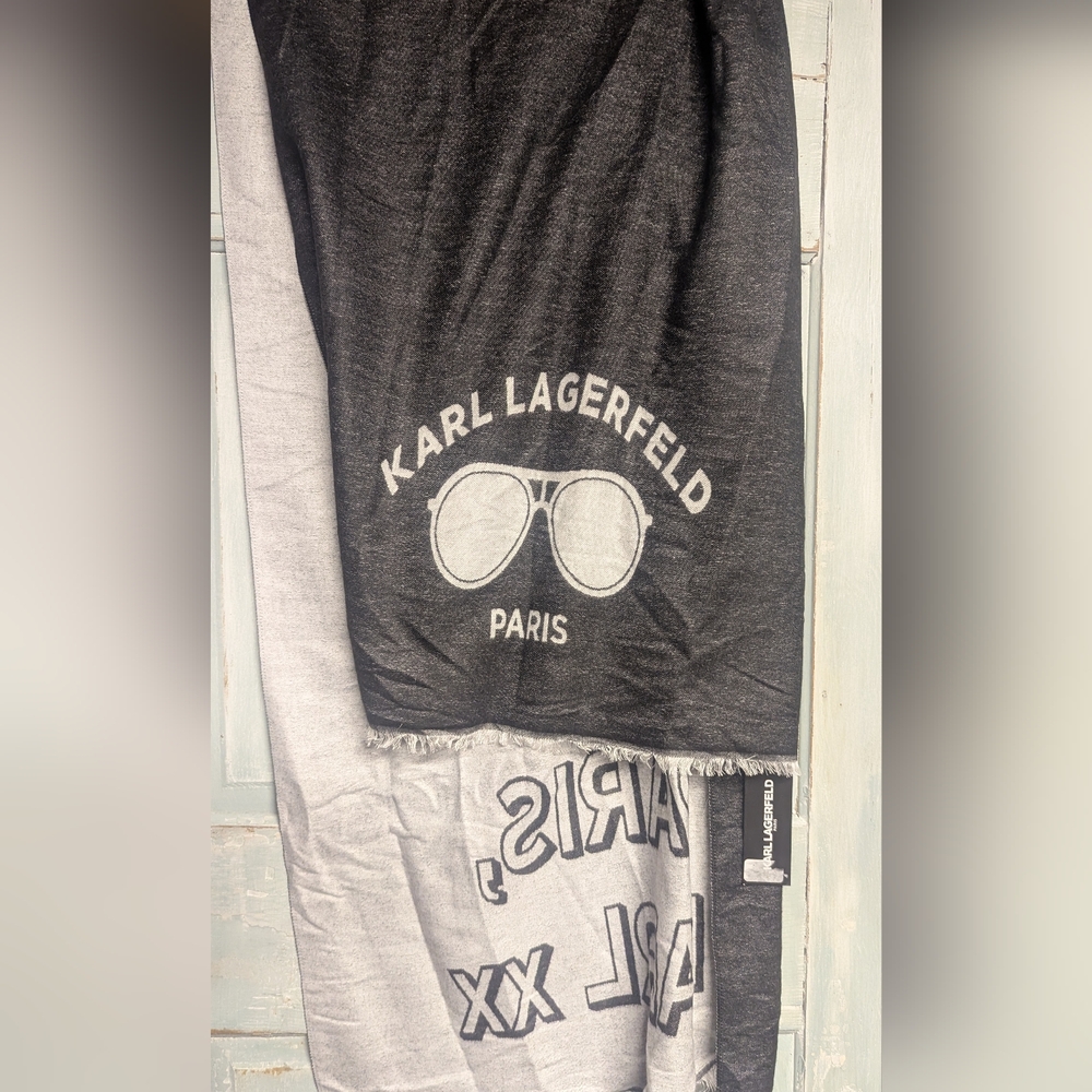 Karl Lagerfeld Paris Black and Gray Scarf